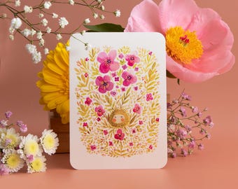 A6 watercolor card - Mochi Sakura