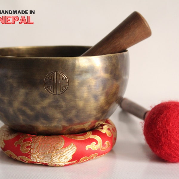 6 inch Handmade Full Moon Singing Bowl Mantra Carved Tibetan Bowl Chakra Balancing Sound Healing Reiki Practice