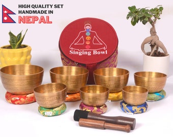 Singing Bowl Set of 7 tibetan singing bowl from himalayan singing bowl for sound healing and hand hammered sound healing bowls