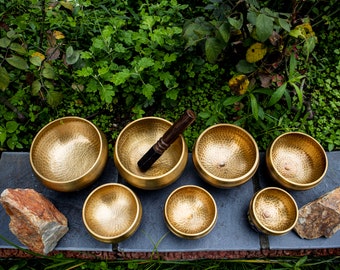 Hand beaten 7 Gulpa bowl set of 7 singing bowls for meditation gulpa set of sound bowl used for sound healing and sound therapy bowl