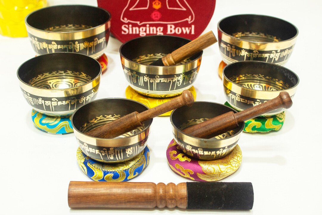 Spring Sale!!! Mantra Carved Singing Bowl Set of 7 for Chakra Balancing ...