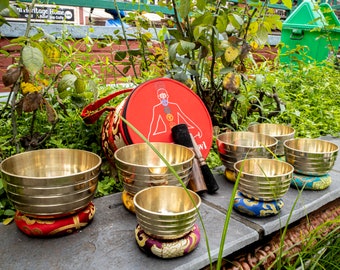 Naturally shining singing bowls set of 7 for meditation and relaxation sound bowl, musical bowl set of 7 from Nepal