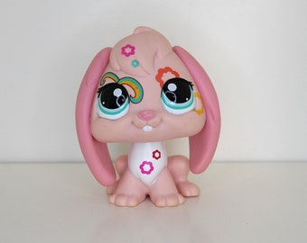 Jumbo LPS Rabbit - Hasbro Deco Littlest Pet Shop Pink Bunny Pet - 4.5' inch - Pre-owned