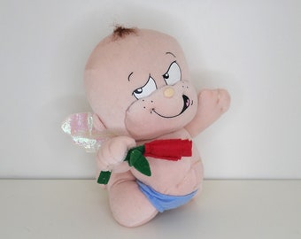 Vintage Cupid Plushie: 'Play By Play' Espana - Angel Baby with Rose
