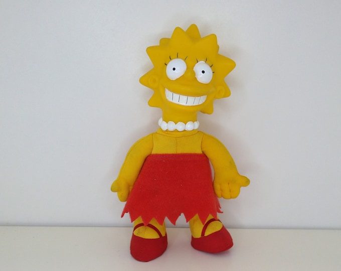 Vintage Lisa Simpson Soft Toy Plastic Head Plush Character of the