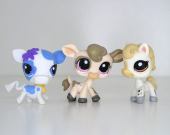 LPS Hasbro Littlest Pet Shop - Votre choix d'animal de compagnie de ferme à collectionner : vache n° 3225, vache n° 1351 ou cheval n° 1709 - objets de collection retirés d'occasion