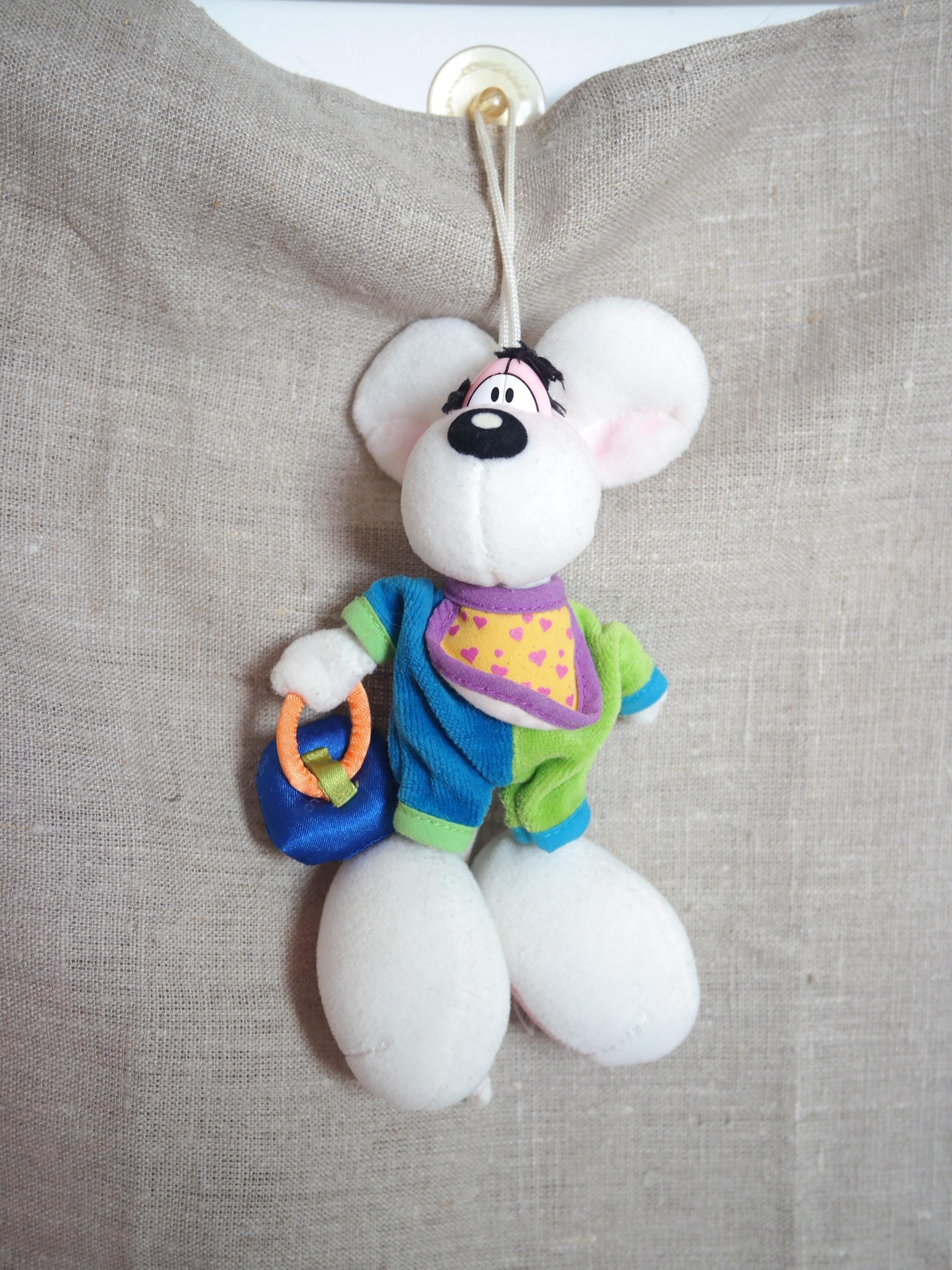Vintage Mini Diddl Mouse Plush Dangler Suction Cup Depesche Thomas