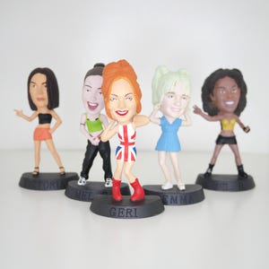 Vintage 90s Spice Girls Figurine Set: 5 Member Collectible Girl Power