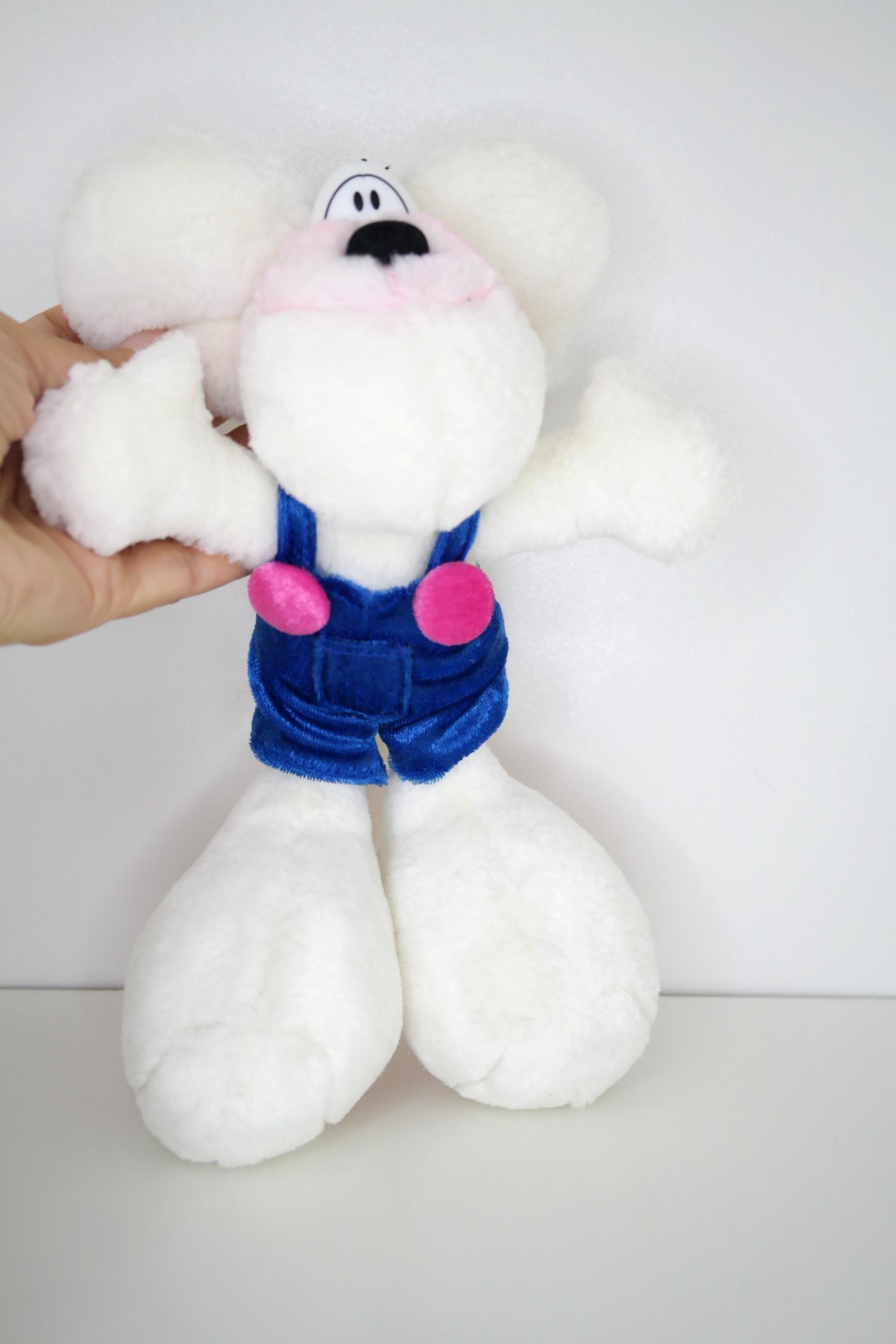 Vintage Diddl Plushie | Blue Velvet Overalls | Retro Thomas Goletz