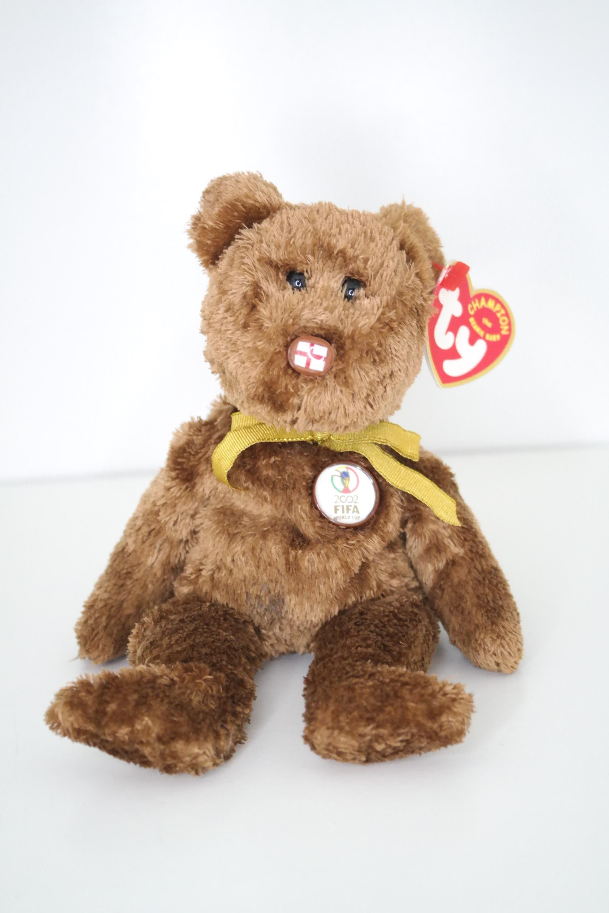 Vintage TY Champion World Cup Bear | England Flag Beanie Baby 2002