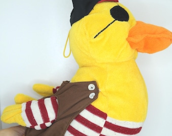 Vintage Pirate Duck Plush Toy | Novelty Stuffed Animal Yellow Duck Doll 12 Inch