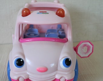 Fisher Price Pink ABC School Musical Bus Lil Movers Vintage Plastic Toy Working Condition Pre loved Batteries Are Not Included Etsy UK