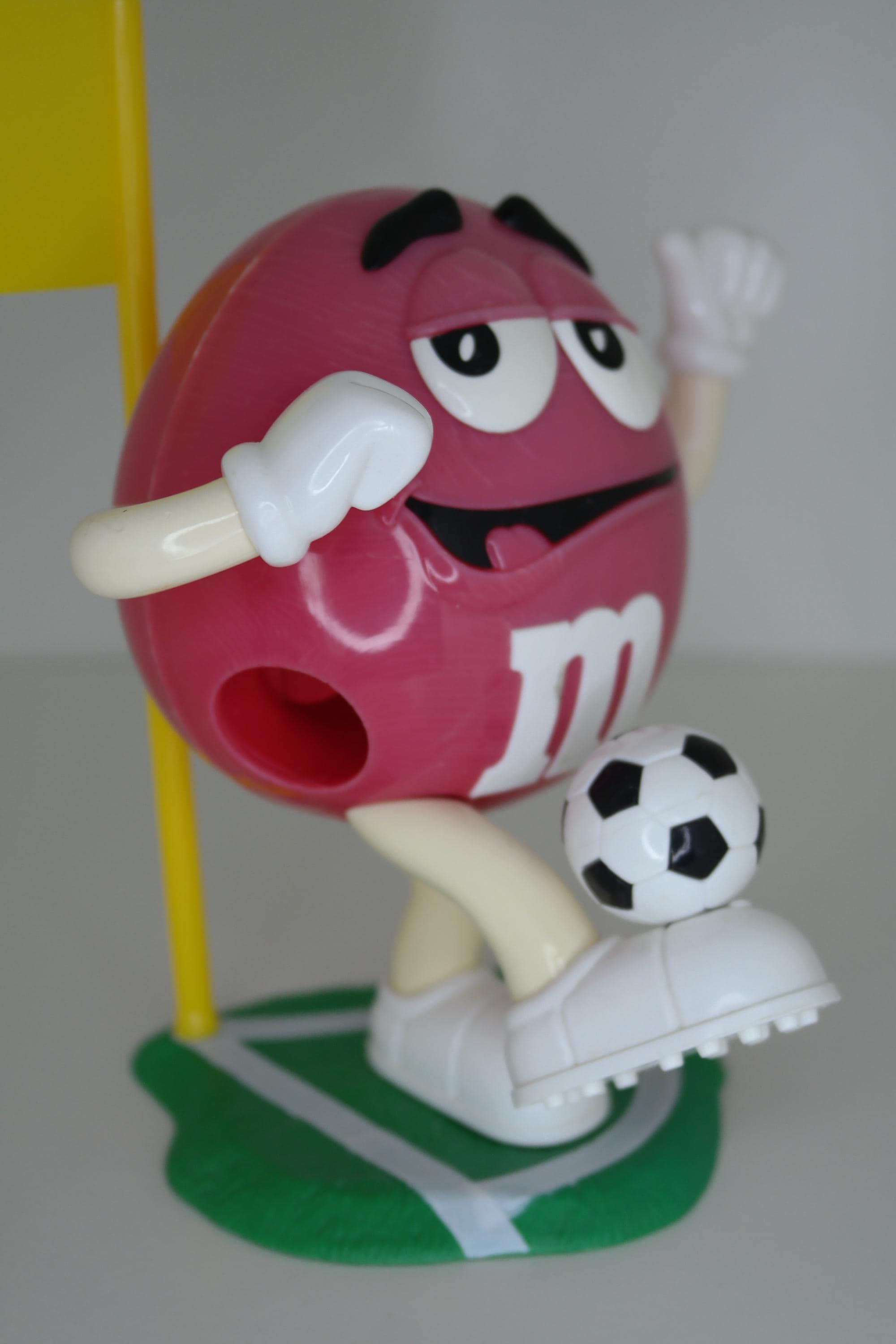 Vintage Red M&M Soccer Player Character Dispenser, Mars