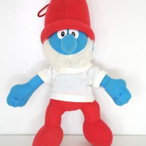 Papa Smurf Plush Toy - Authentic Play by Play Toys  - Blue Red Cartoon Figure - Smurfs Collectible - Preloved