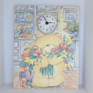 Orologio da parete in legno Forever Friends Vintage 1991 - Home Sweet Home England - Decorazione per la casa vintage - Decorazione da parete