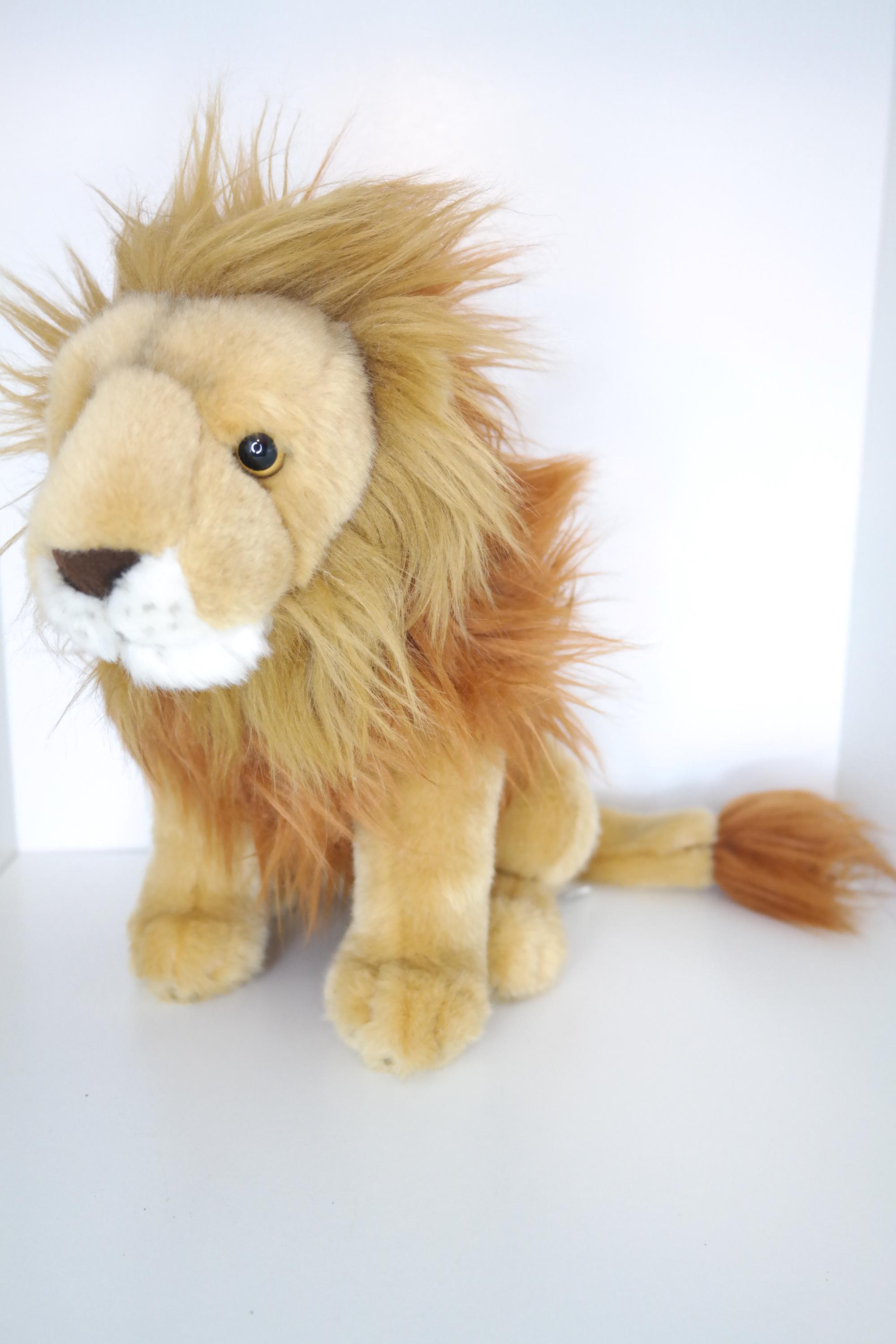 Peluche Vintage Lion Cowboy Sur Socle – Décoration Années 70, Très Rare, Bon état