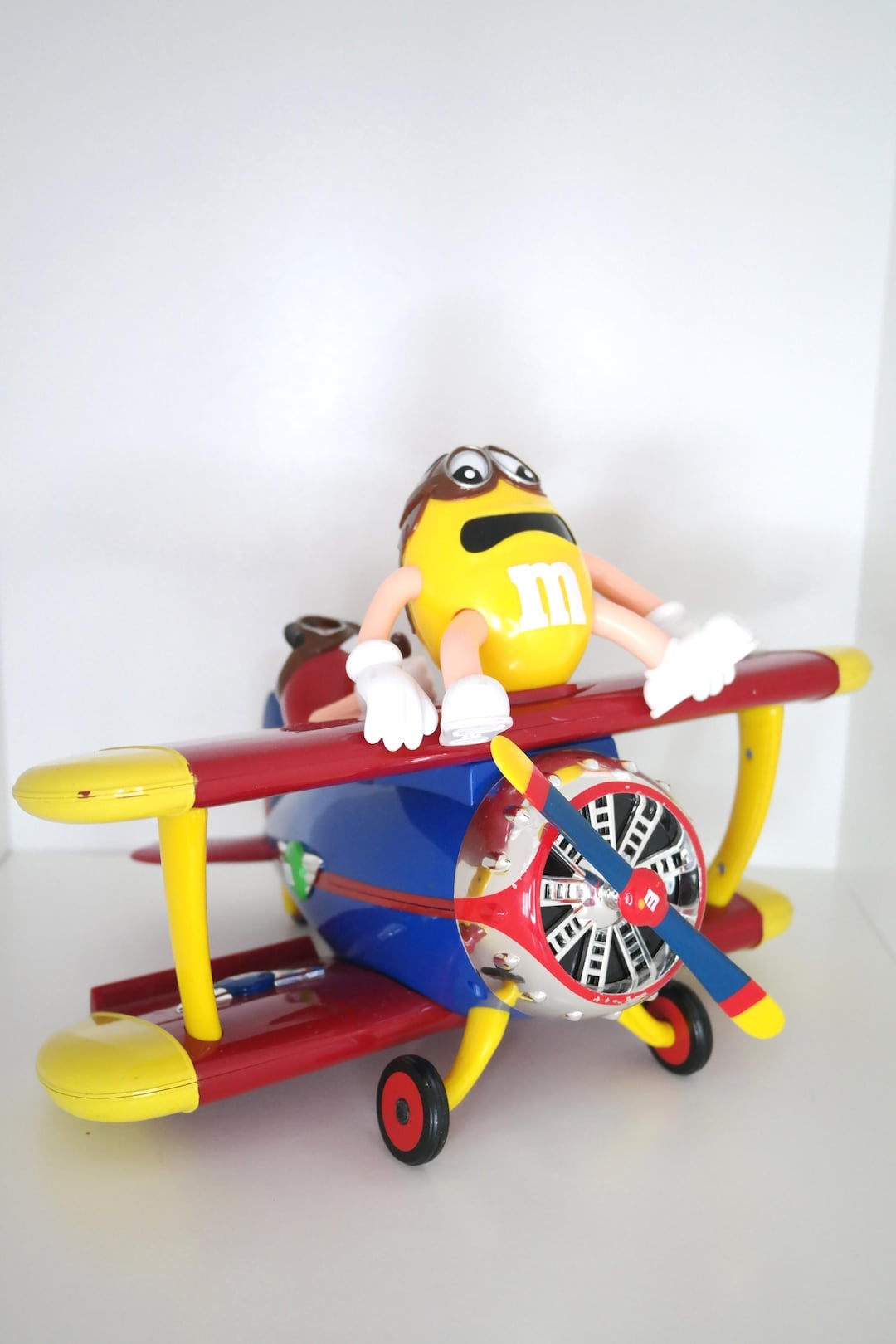 Vintage M&M Dispenser - Barnstorming Plane With Two Bean Pilots