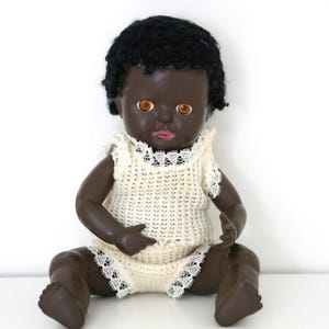 Antique Rosebud Doll - Black Baby - Sleepy Eyes - Made in England - 1950s/60s Collectible Toy