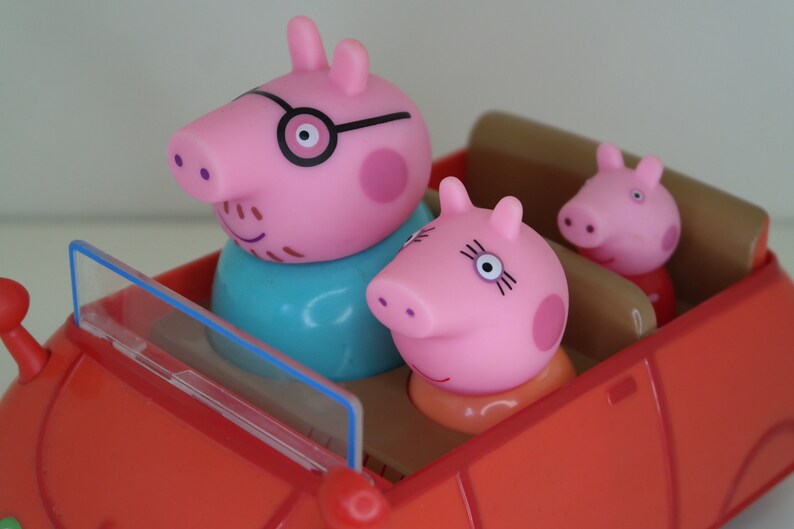 Peppa Pig Toy Red Car With Characters Inside Etsy