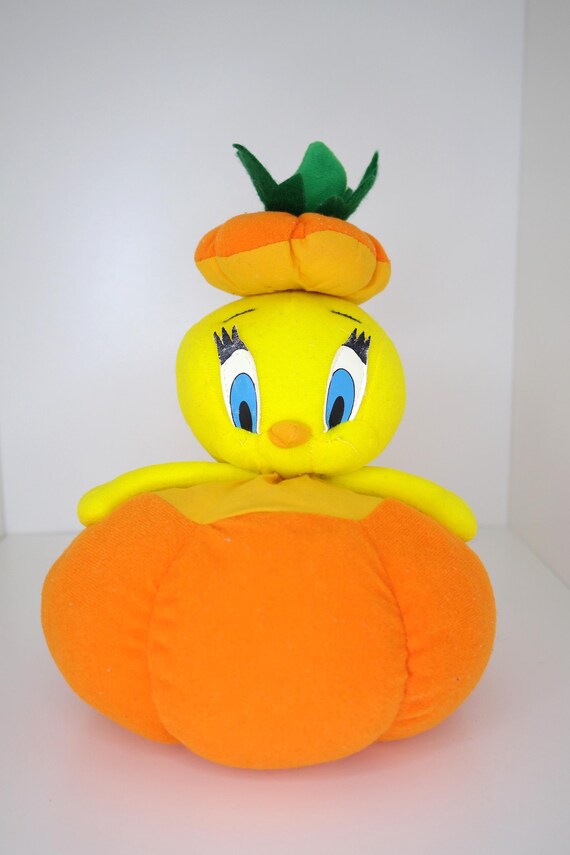 Vintage 1997 Tweety Bird Pumpkin Plush Toy - Looney Tunes