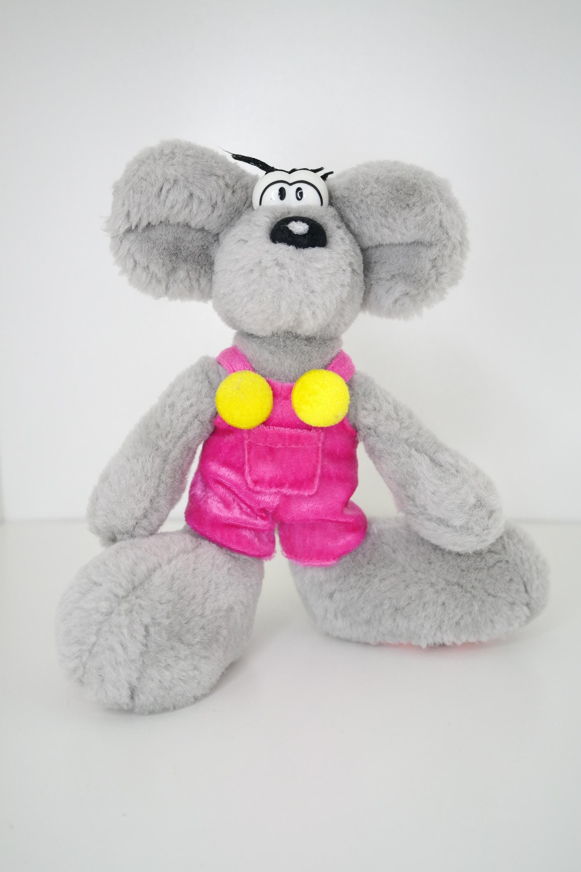 Vintage Diddl Plushie | Pink Overalls | 18 Cm Retro Grey Mouse - Etsy