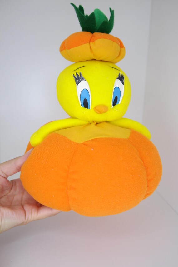 Vintage 1997 Tweety Bird Pumpkin Plush, Looney Tunes Halloween