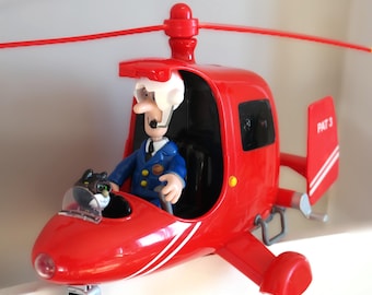 Vintage Postman Pat Helicopter Toy, Talking & Musical, Friction Powered