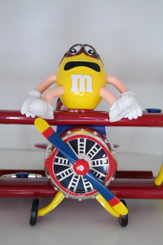 Vintage M&M Dispenser Barnstorming Plane With Two Pilots Authentic