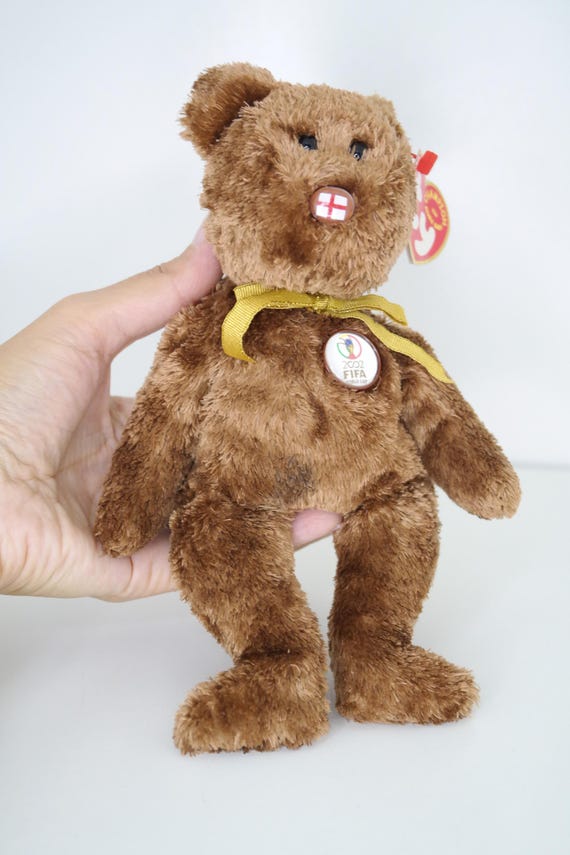 Vintage TY Champion World Cup Bear | England Flag Beanie Baby 2002