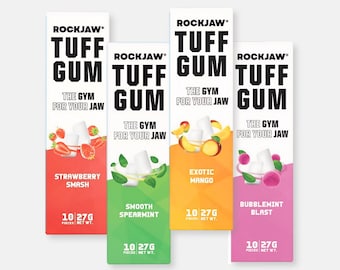 ROCKJAW® Tuff Gum - Ultra-Tough Sugar-Free Gum + Vitamin B3, B5, B6 & B12 | Carry Pack