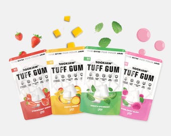 ROCKJAW® Tuff Gum | Ultra-Hard Jawline Gum | B Vitamin Complex | Sugar-Free | 1350mg Xylitol | 60 Pieces