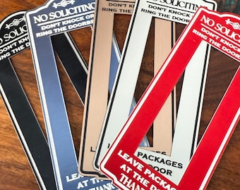 Customizable, Premium &quot;No Soliciting&quot; Video Doorbell Cover: Multiple Color Options