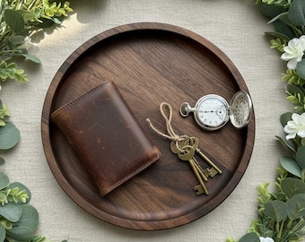 Black Walnut Round Hardwood Trays, Centerpiece, Gift, Timeless, Modern Valet Catch All Decor