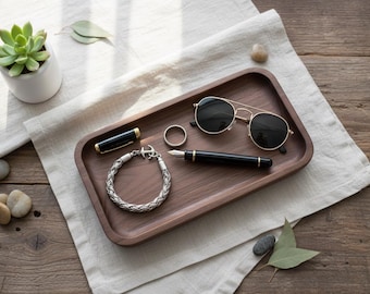 Black Walnut Valet Tray, Catchall Tray, Nightstand Desk Organizer, Groomsmen Gift
