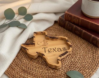 Texas Engraved Valet/Catchall Tray, State Trinket Dish, Home Decor, Entryway Organizer, Nightstand Tray