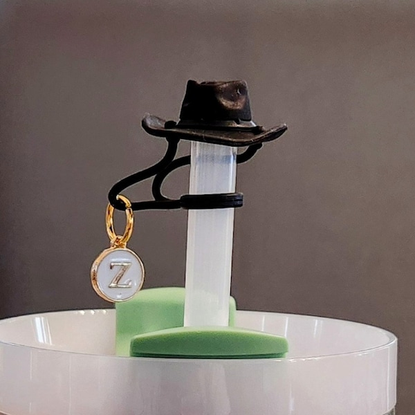 Black Cowboy Hat Initial Straw Topper for Stanley, Etc. Cup