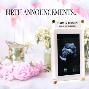 Birth Announcement Video Frame with Audio | Personalized Engraving | 4", 4.5", 5" LCD | Baby Shower, Newborn Gift, Gender Reveal