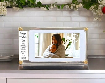 Personalized Mother's Day Gift Digital Photo and Video Frame w/ Audio | Custom Engraving | 4", 4.5", 5" LCD | Modern, Handmade, Memories