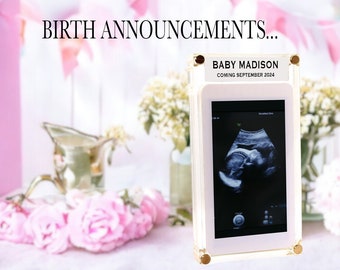 Birth Announcement Video Frame with Audio | Personalized Engraving | 4", 4.5", 5" LCD | Baby Shower, Newborn Gift, Gender Reveal