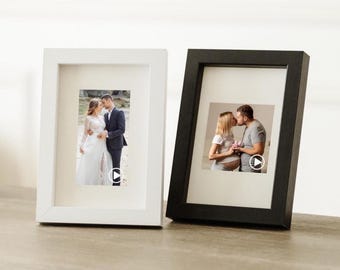 Classic Wooden Digital Frame with Song, Portrait or Landscape Photos, Anniversary, Baby, Birthday, Pets