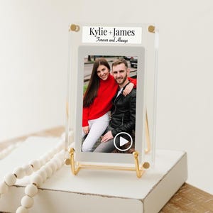 Romantic Personalized 5&quot; Video/Photo Frame + Audio | Custom Engraved Message | Free Editing | Boudoir, Wedding, Anniversary, Birthday, Bday