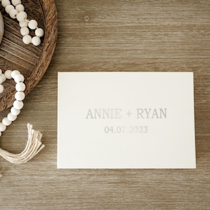 Personalized Wedding Video Book: Cream Linen, Silver Foil, Edited