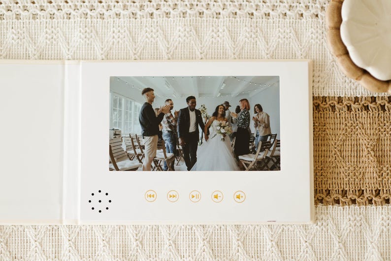 Personalized Cream Video Book, Minimalist Custom Cover with Black Lettering, Easy Upload, Includes Editing image 2
