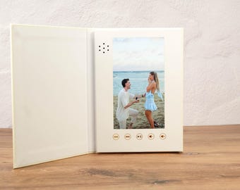 Personalized Vertical Video Book for Couples, Engagement Memory Album with Audio