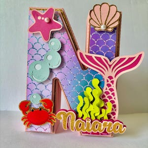 Lettres 3D sirène / fête sirène / anniversaire sirène / décorations de fête / premier anniversaire sirène