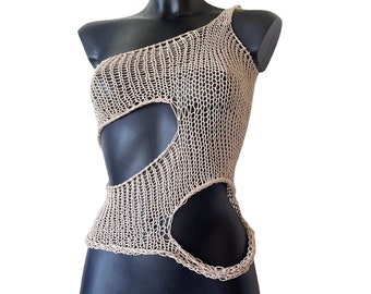 Y2K Knitted Crop Top Asymmetrical Subversive Halter Top