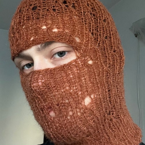 Handmade Distressed Knitted Balaclava Face Mask Knit Ski Mask Etsy