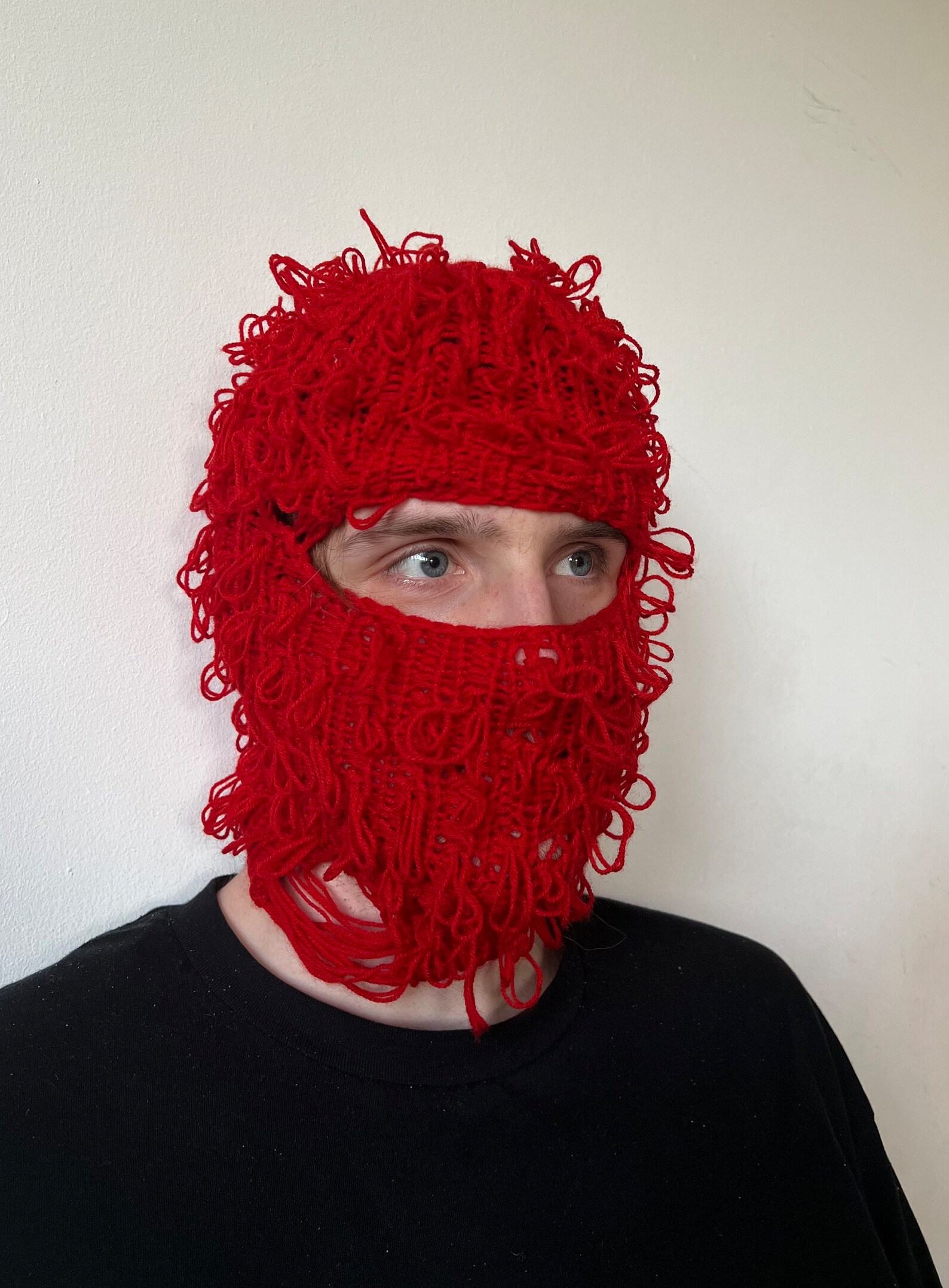 Handmade Distressed Knitted Balaclava Face Mask Knit Etsy
