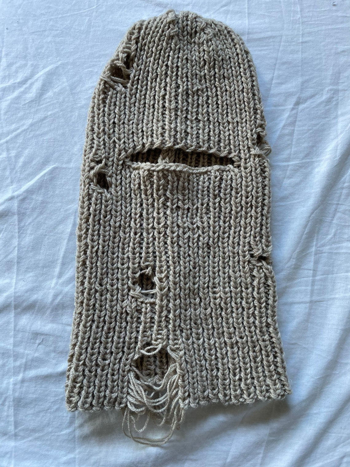 Handmade Y2K Distressed Knitted Balaclava Face Mask Knit Etsy