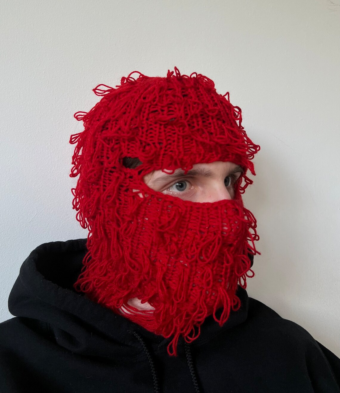 Handmade Distressed Knitted Balaclava Face Mask Knit Etsy UK